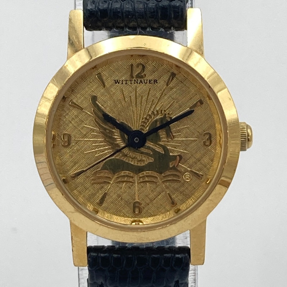 Vintage Wittnauer Women's Watch Pegasus 24mm Gold Tone Linen Dial New Battery